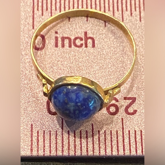 LAST CHANCE 🔥 14K Solid Yellow Gold Lapis Ankh Ring #8042 - Picture 5 of 8